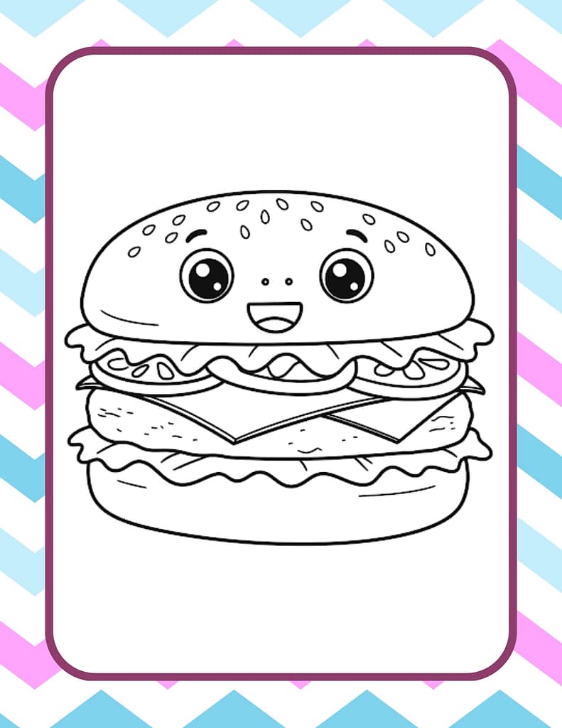 Happy face duble hamburger coloring book.