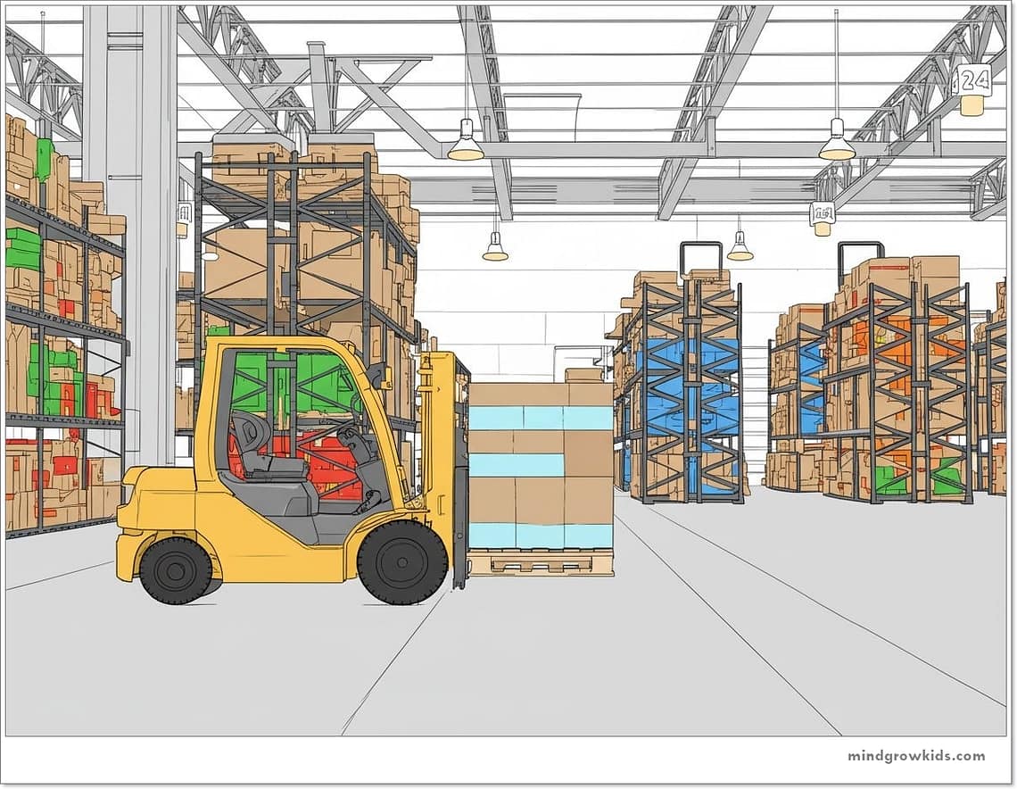 Forklift Lifting Coloring Page
