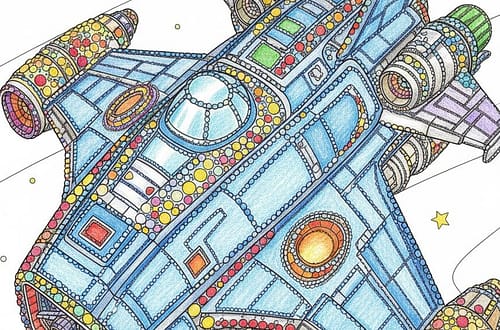 Bead Lines Coloring Pages Spaceship Adventure
