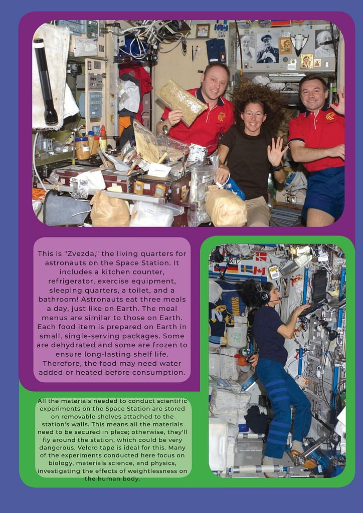 All the materials needed to conduct scientific experiments on the Space Station are stored on removable shelves attached to the station's walls.