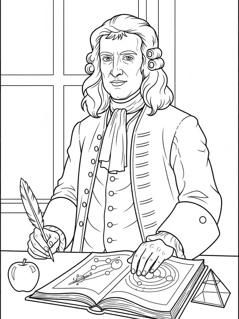 Heroes of Science_Isaac Newton coloring page