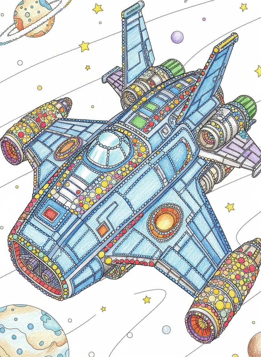 Bead Lines Coloring Pages Spaceship Adventure