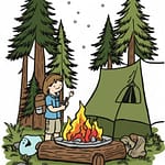 Kids camping coloring.