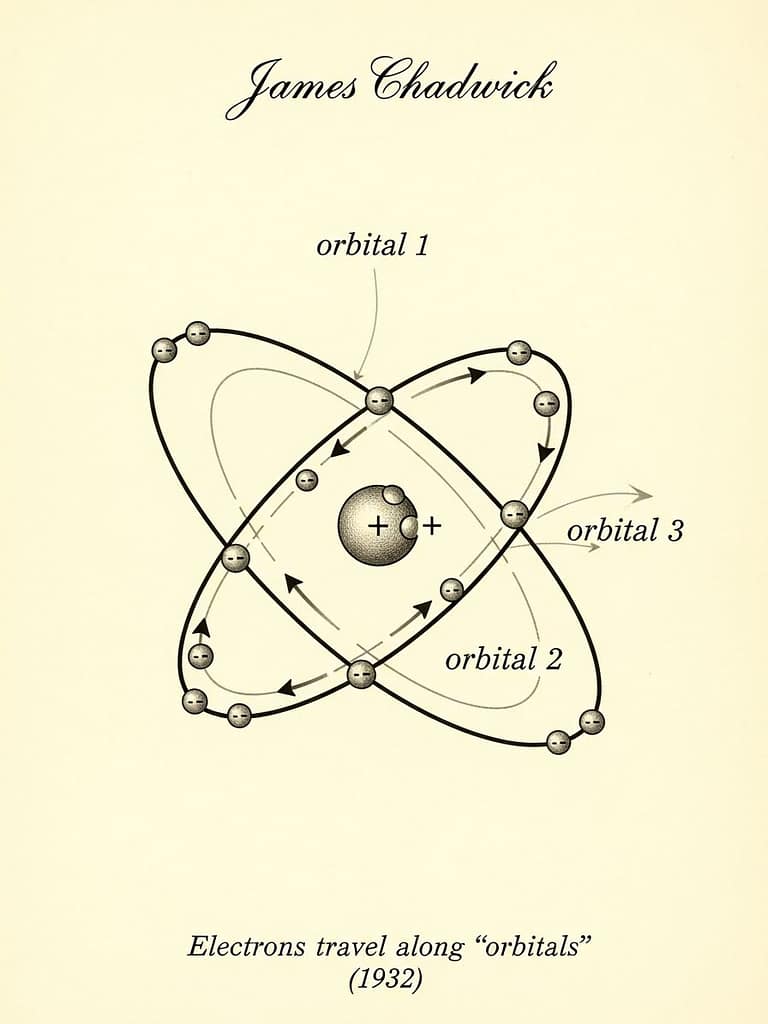 James Chadwick proposed that electrons travel along “orbitals”.