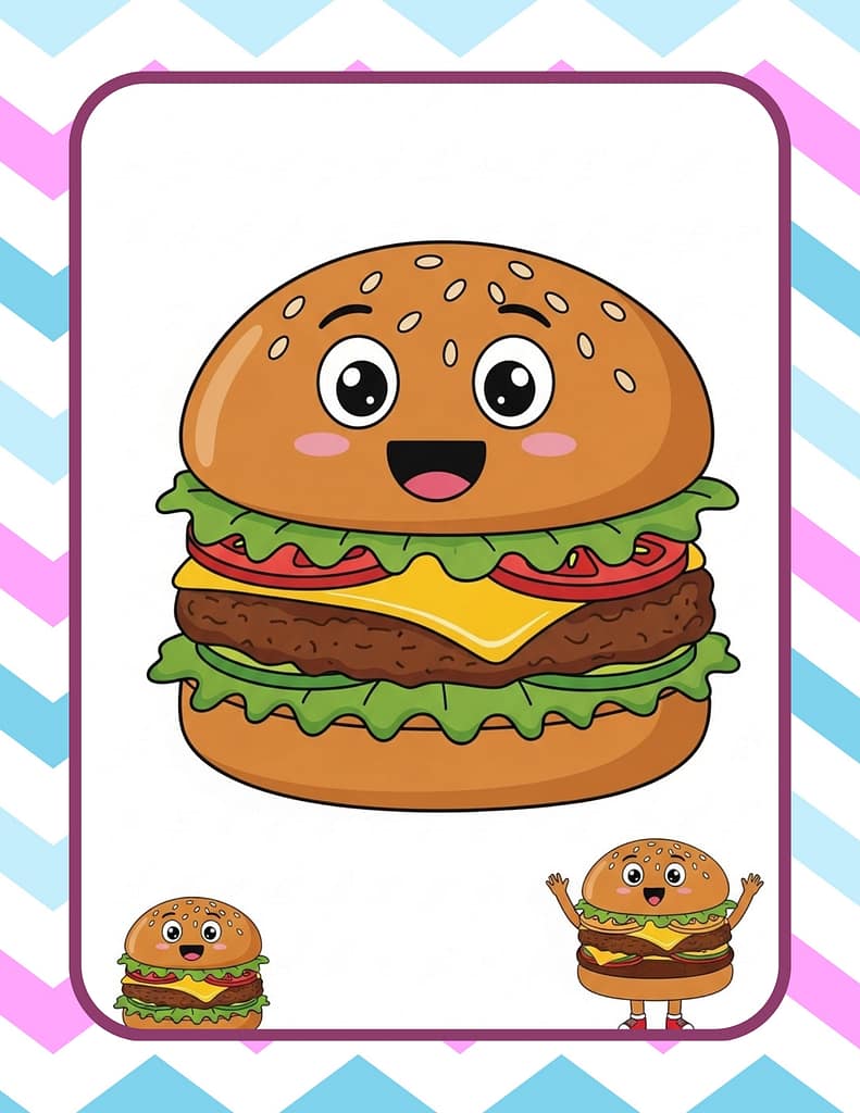 Happy face duble hamburger coloring book_1