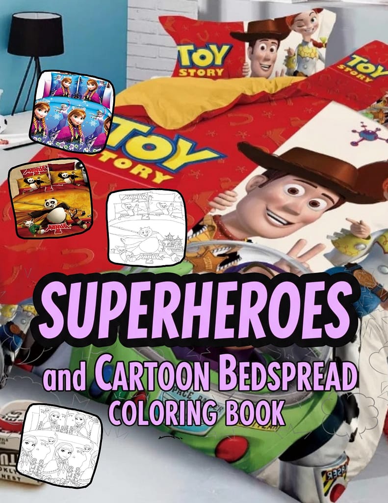 Superheroes and Cartoon Bedspread Coloring Book